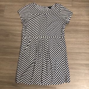 Navy and White Striped Dress with Pockets